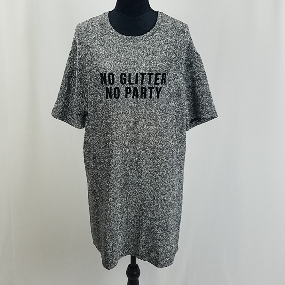 Zara Trafaluc women L short sleeve glitter dress